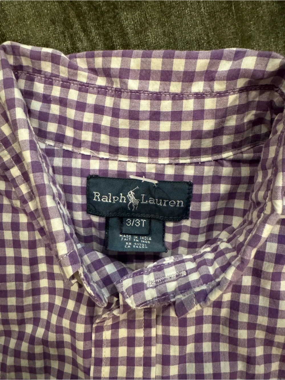 Ralph Lauren Boys' Purple and White Gingham Button-Down Shirt